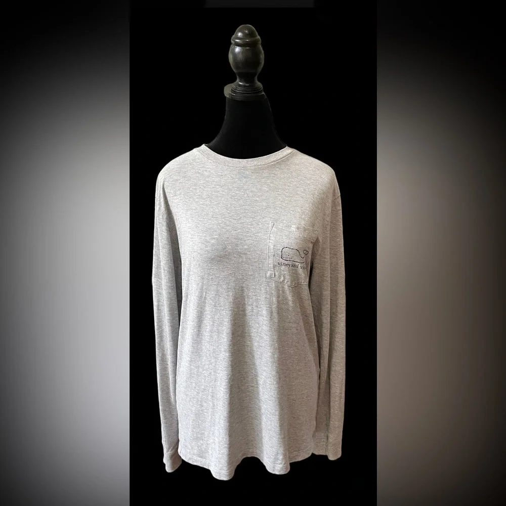 Vineyard Vines: Gray Long Sleeve Shirt with Whale Logo